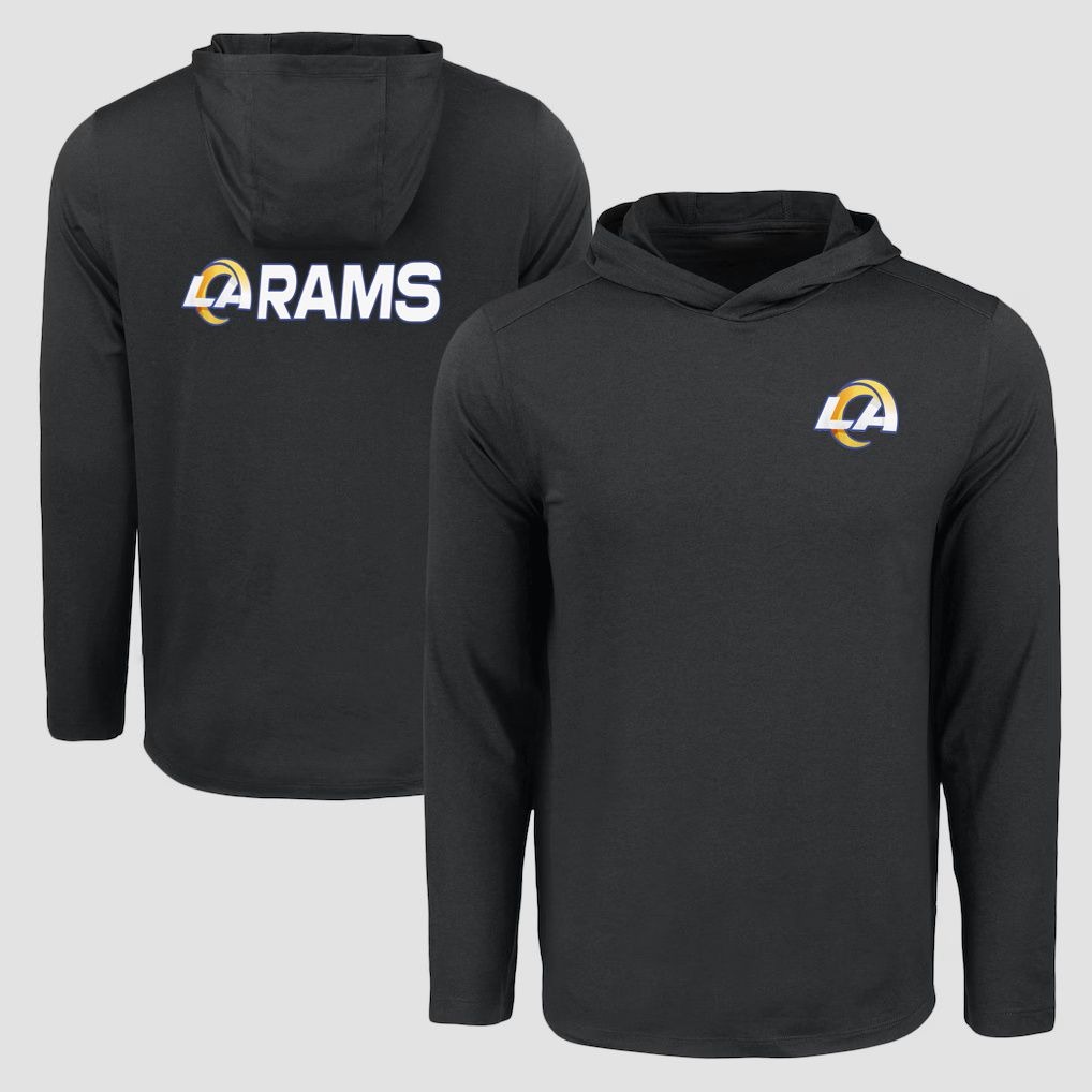 Men 2026 NFL Los Angeles Rams Hooded long sleeved T-shirt black 05